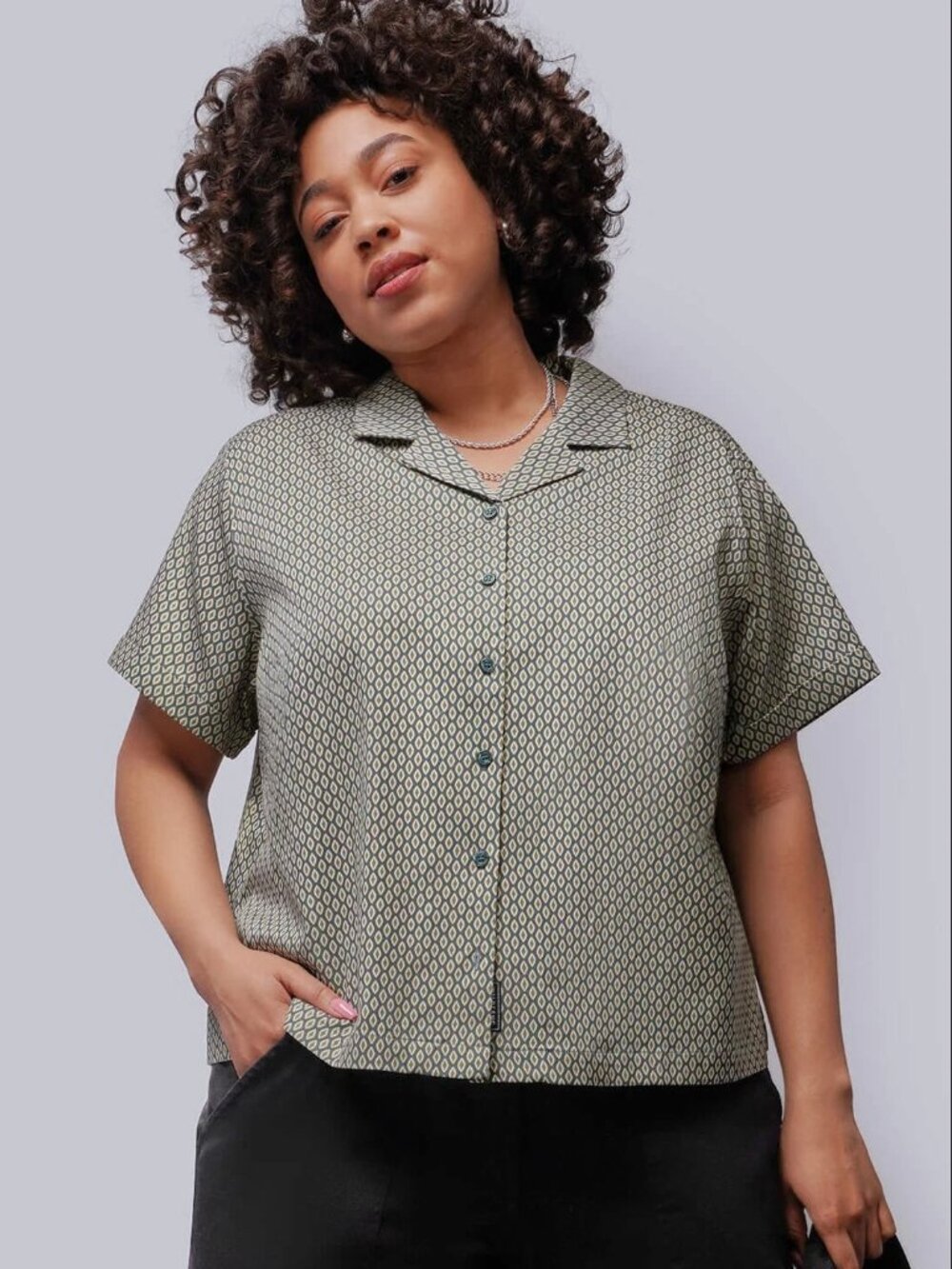 Wildfang Everyday Camp Button Up - Diamonds Forest